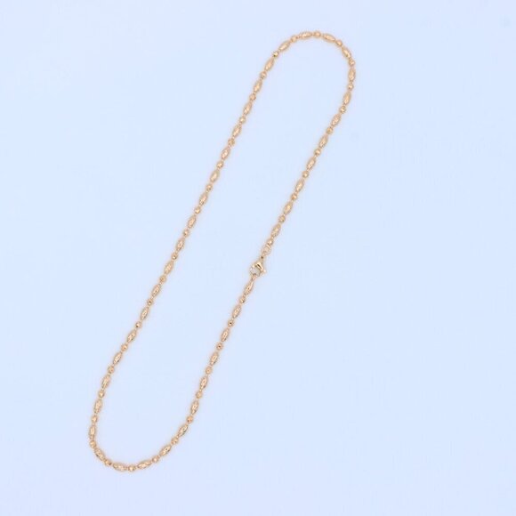 "Elegant Rose Gold Chain Necklace with Intricate Oval Bead Links, XPNL1891 - Picture 8 of 12